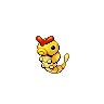 Caterpie — mały pikselowy sprite w wariancie shiny