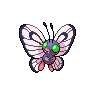 Butterfree — mały pikselowy sprite w wariancie shiny