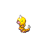 Weedle — mały pikselowy sprite w wariancie shiny