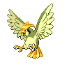 Pidgeotto — mały pikselowy sprite w wariancie shiny