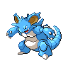 Nidoking — mały pikselowy sprite w wariancie shiny