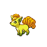 Vulpix — mały pikselowy sprite w wariancie shiny