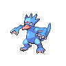 Golduck — mały pikselowy sprite w wariancie shiny