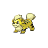 Growlithe — mały pikselowy sprite w wariancie shiny