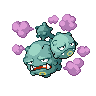 Weezing — mały pikselowy sprite w wariancie shiny