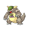 Kangaskhan — mały pikselowy sprite w wariancie shiny