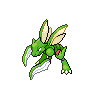 Scyther — mały pikselowy sprite w wariancie shiny