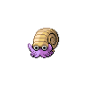 Omanyte — mały pikselowy sprite w wariancie shiny