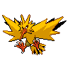 Zapdos — mały pikselowy sprite w wariancie shiny