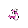 Dratini — mały pikselowy sprite w wariancie shiny