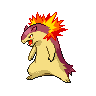 Typhlosion — mały pikselowy sprite w wariancie shiny