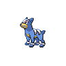Houndour — mały pikselowy sprite w wariancie shiny