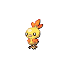 Torchic — mały pikselowy sprite w wariancie shiny