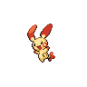Plusle — mały pikselowy sprite w wariancie shiny