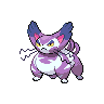 Purugly — mały pikselowy sprite w wariancie shiny