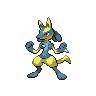 Lucario — mały pikselowy sprite w wariancie shiny