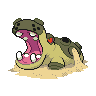 Hippowdon — mały pikselowy sprite w wariancie shiny