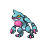 Toxicroak — mały pikselowy sprite w wariancie shiny