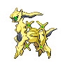 Arceus — mały pikselowy sprite w wariancie shiny