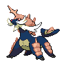 Samurott — mały pikselowy sprite w wariancie shiny