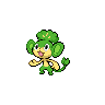 Pansage — mały pikselowy sprite w wariancie shiny