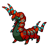 Scolipede — mały pikselowy sprite w wariancie shiny