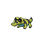 Sandile — mały pikselowy sprite w wariancie shiny