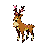 Sawsbuck — mały pikselowy sprite w wariancie shiny