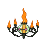 Chandelure — mały pikselowy sprite w wariancie shiny