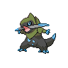 Fraxure — mały pikselowy sprite w wariancie shiny