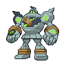 Golurk — mały pikselowy sprite w wariancie shiny