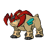 Terrakion — mały pikselowy sprite w wariancie shiny
