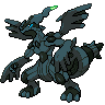 Zekrom — mały pikselowy sprite w wariancie shiny