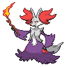 Delphox — mały pikselowy sprite w wariancie shiny