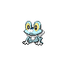 Froakie — mały pikselowy sprite w wariancie shiny