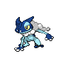 Frogadier — mały pikselowy sprite w wariancie shiny