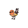 Fletchling — mały pikselowy sprite w wariancie shiny