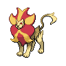Pyroar — mały pikselowy sprite w wariancie shiny