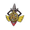 Aegislash — mały pikselowy sprite w wariancie shiny