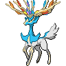 Xerneas — mały pikselowy sprite w wariancie shiny