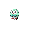Rowlet — mały pikselowy sprite w wariancie shiny
