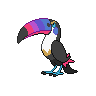 Toucannon — mały pikselowy sprite w wariancie shiny