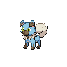 Rockruff — mały pikselowy sprite w wariancie shiny