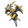 Naganadel — mały pikselowy sprite w wariancie shiny