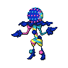 Blacephalon — mały pikselowy sprite w wariancie shiny