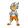 Cinderace — mały pikselowy sprite w wariancie shiny