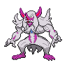 Grimmsnarl — mały pikselowy sprite w wariancie shiny