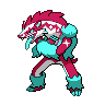 Obstagoon — mały pikselowy sprite w wariancie shiny
