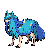 Zacian — mały pikselowy sprite w wariancie shiny