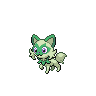 Sprigatito — mały pikselowy sprite w wariancie shiny